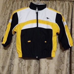 Athletic sports top and fila bottom